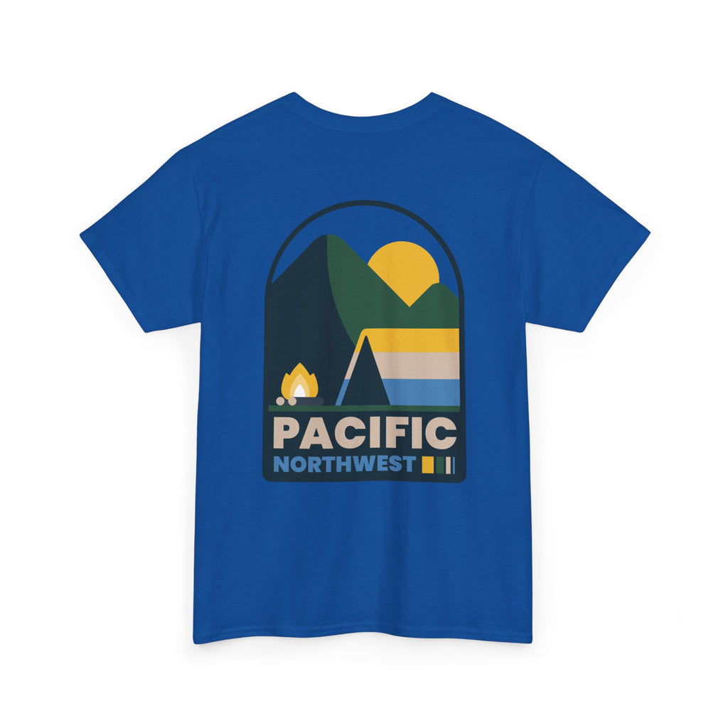 Pacific Northwest Shirt, Retro Mountain Graphic Tee, PNW Camping Hiking T Shirt, Nature Lover Gift, blue color way