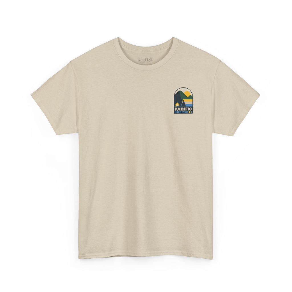 Pacific Northwest Shirt, Retro Mountain Graphic Tee, PNW Camping Hiking T Shirt, Nature Lover Gift, blue color way