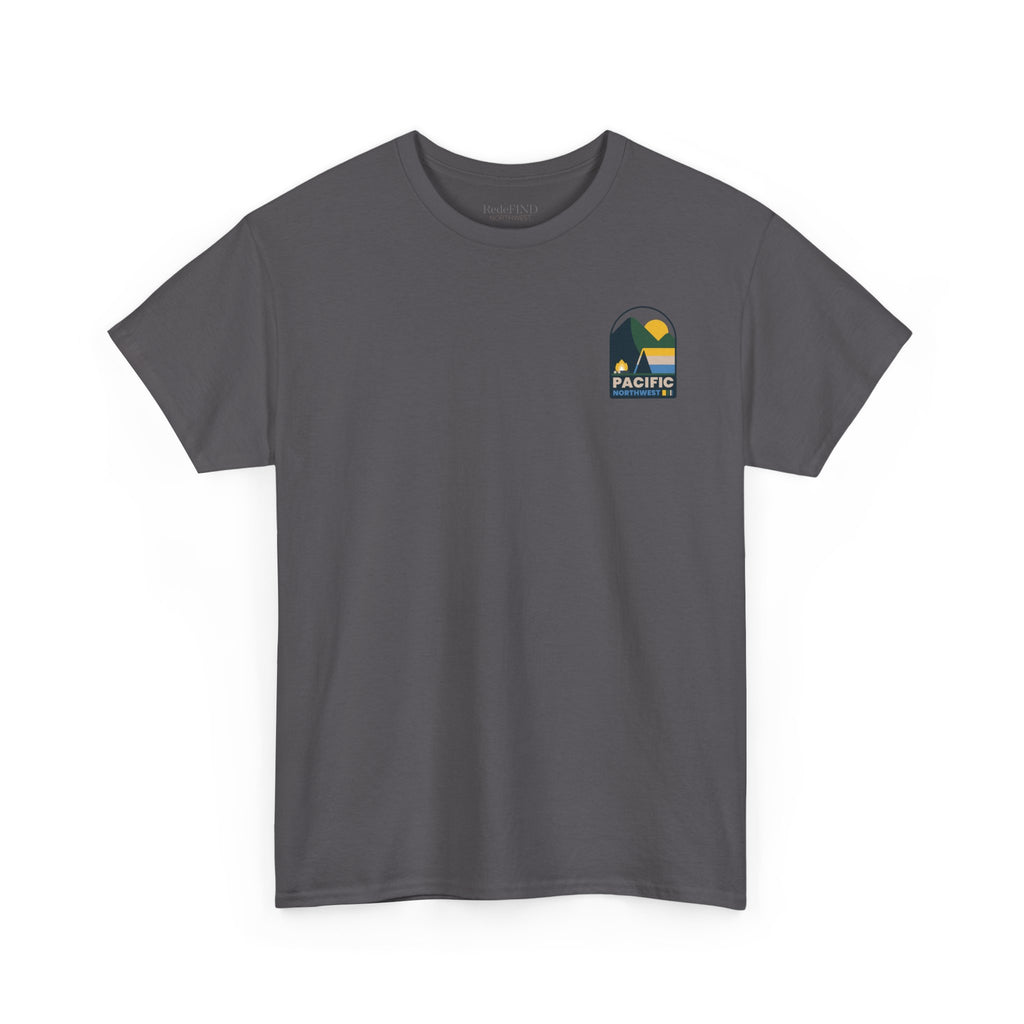 Pacific Northwest Shirt, Retro Mountain Graphic Tee, PNW Camping Hiking T Shirt, Nature Lover Gift, blue color way