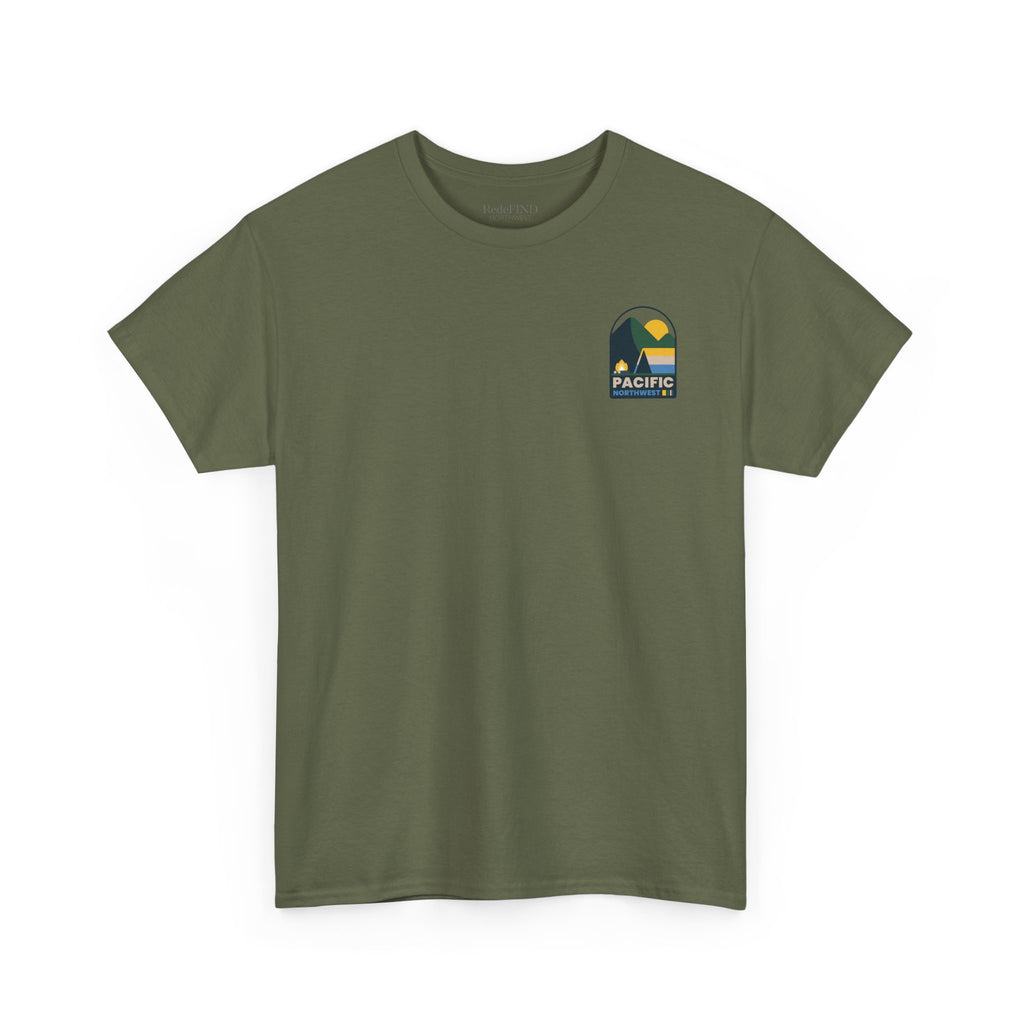 Pacific Northwest Shirt, Retro Mountain Graphic Tee, PNW Camping Hiking T Shirt, Nature Lover Gift, blue color way