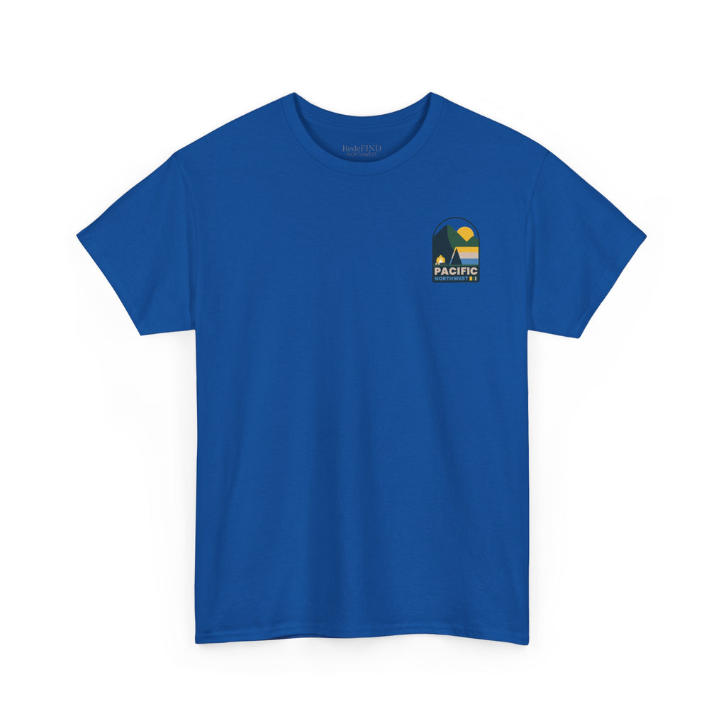 Pacific Northwest Shirt, Retro Mountain Graphic Tee, PNW Camping Hiking T Shirt, Nature Lover Gift, blue color way
